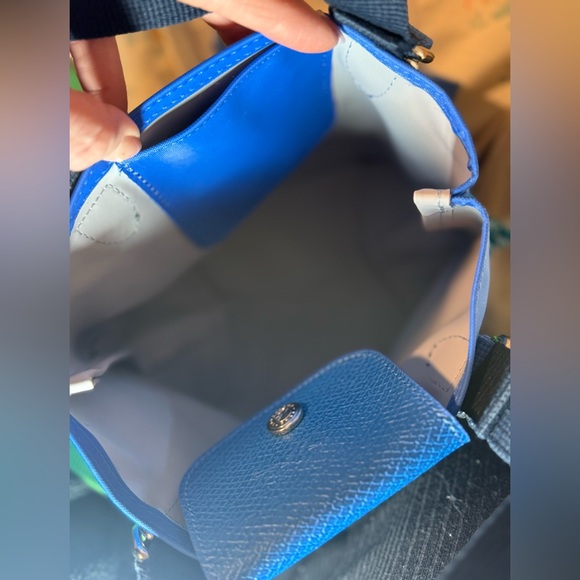 Longchamp Blue Mini Tote with Green Strap and Bird Charm - Picture 7 of 7